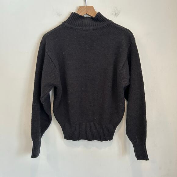 Albee Vintage Knitted Flower Turtleneck Sweater Gray Size M - Picture 5 of 6